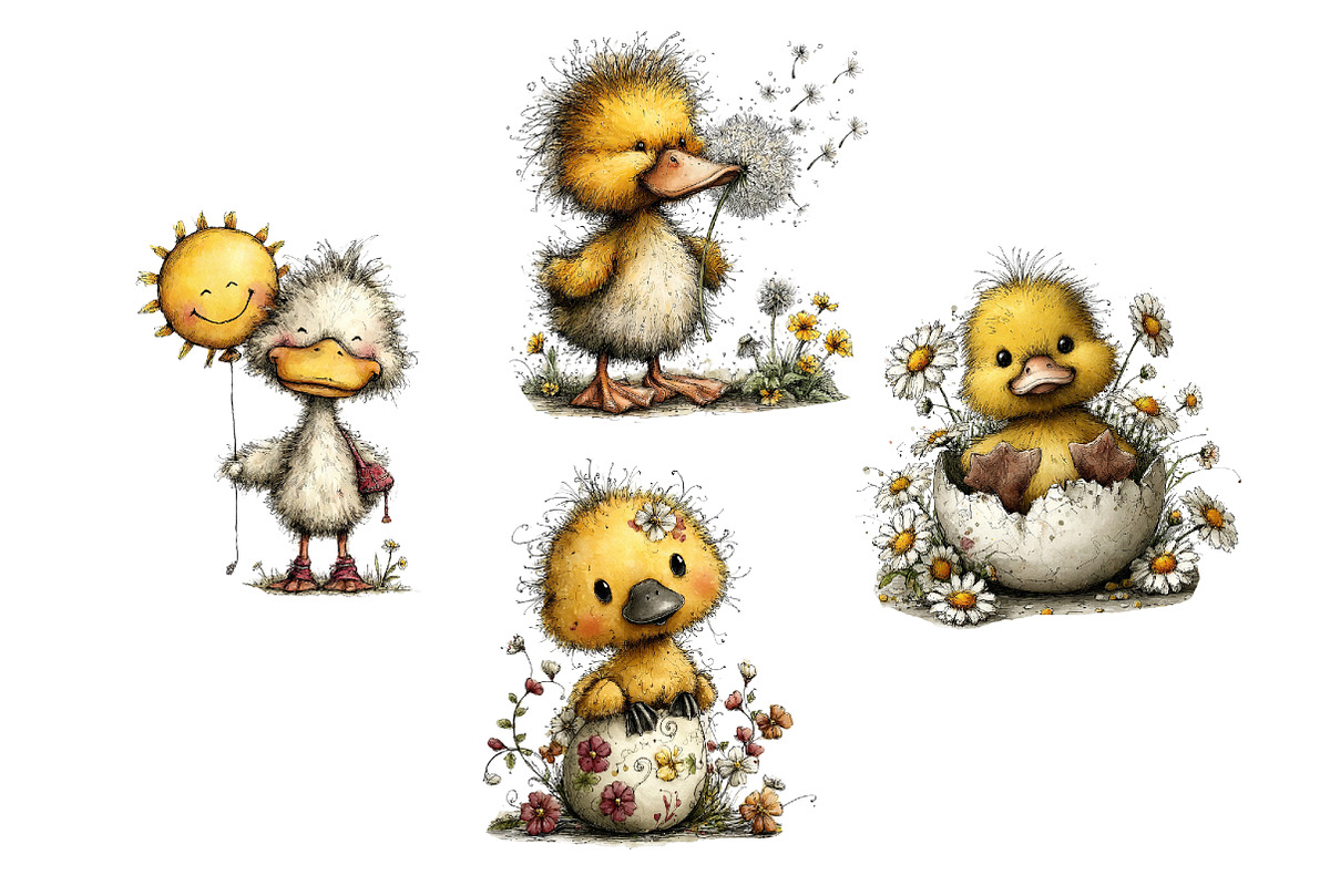 Whimsical Spring Duck Clipart, an Illustration by Dream Creation (Photo 6 of 6)