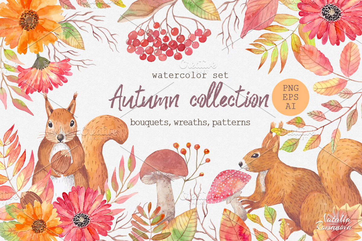 Autumn watercolor collection, an Illustration by BrushArtDesigns (Photo 1 of 9)