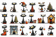 Whimsical Christmas Black Cats Clipa, an Illustration by Libby Wishes (Thumbnail 6 of 7)