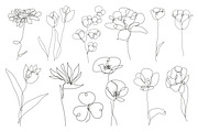 71 Flowers Continuous Line Set, a Decorative Illustration by Sunset&Sea Design (Thumbnail 2 of 8)