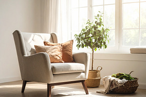 Cozy living room bathed in natural window light, an Architecture Photo by DanFLCreativo