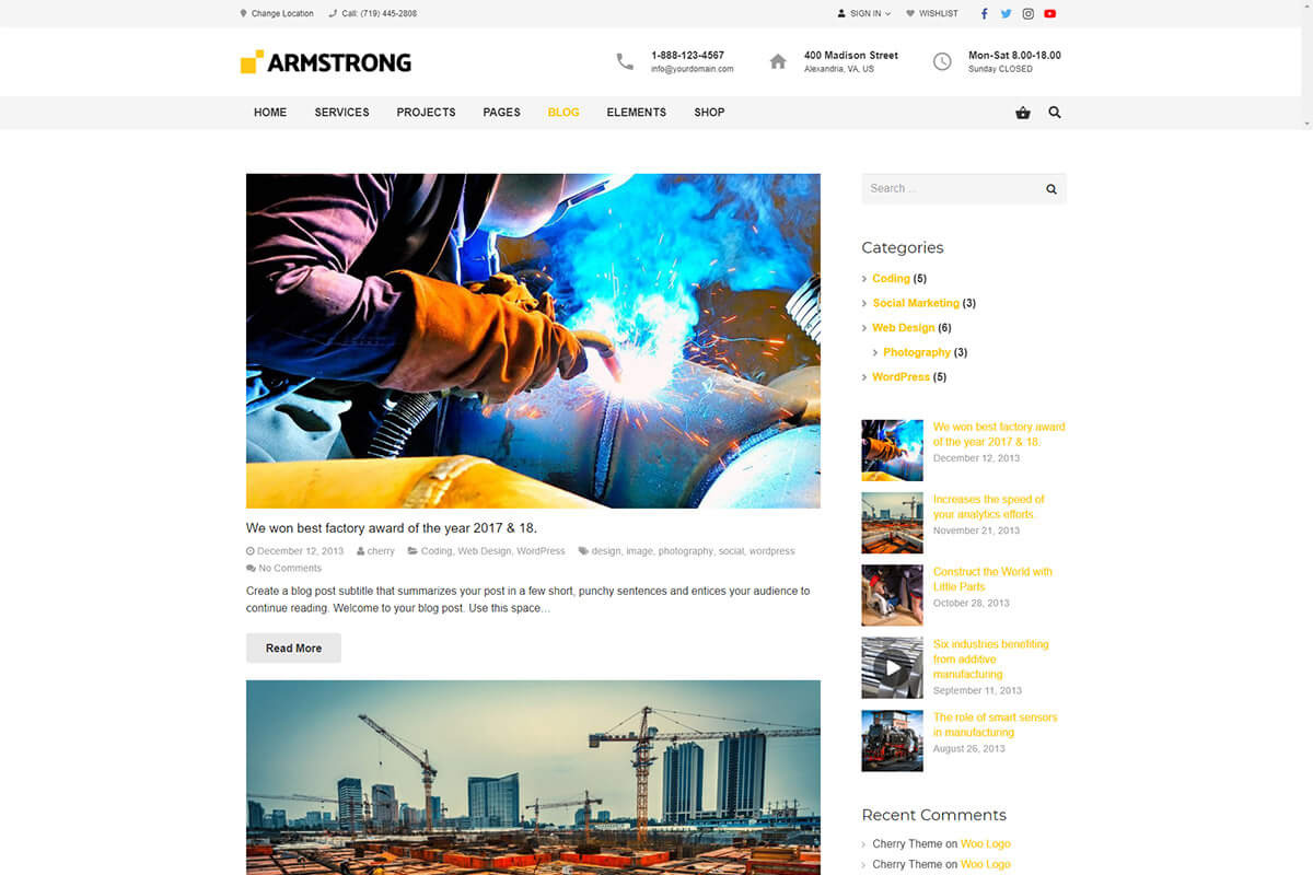 ArmStrong- Industrial & Business, a WordPress Template by Cherry Wordpress Theme (Photo 10 of 11)