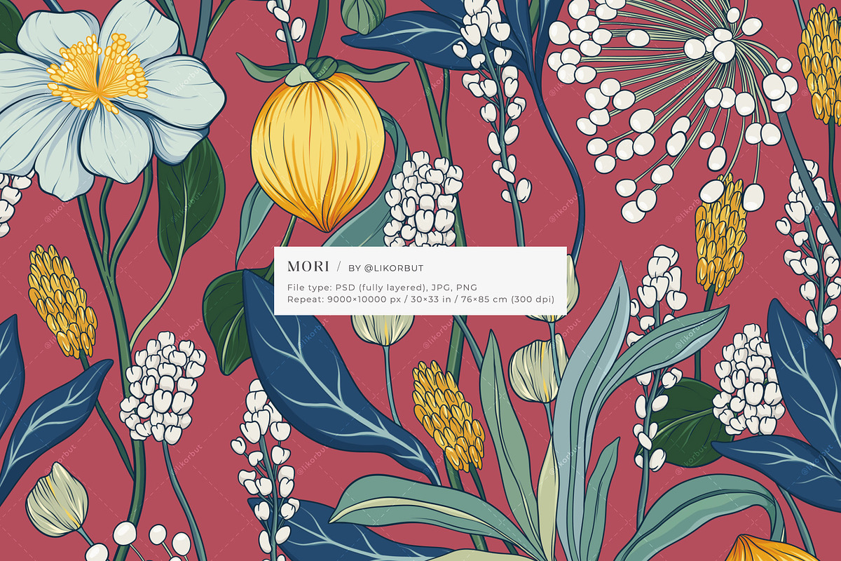 Mori Abstract Flower Pattern & Motif, a Pattern Graphic by likorbut (Photo 2 of 12)