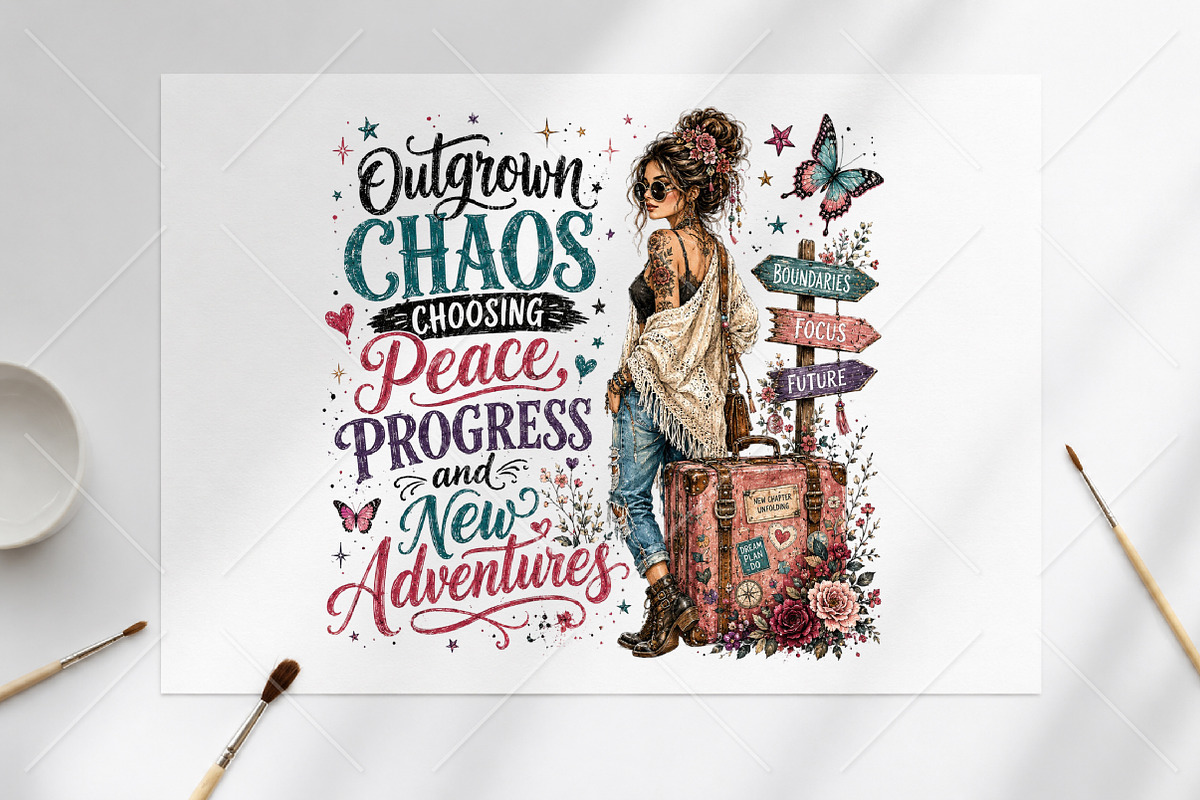 Outgrown Chaos Boho Travel Girl PNG, a Seasonal Illustration by Canvas Craft (Photo 6 of 6)