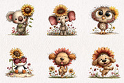 Summer Funny Sunflower Animals, an Animal Illustration by CreationArt (Thumbnail 3 of 7)