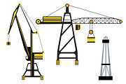 Vector set tower crane silhouette, a Technology Illustration by AlexZeL (Thumbnail 1 of 3)