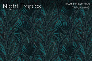 Night Tropics Seamless Patterns