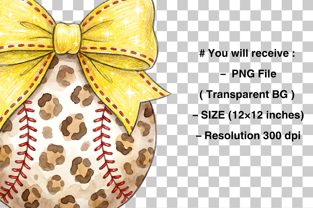 Leopard Softball Coquette bow Png, an Object Graphic by Clipart Bloom (Photo 3 of 3)