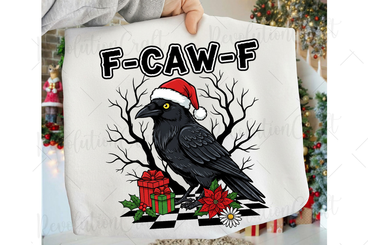 Christmas F-Caw-F, Funny Crow PNG, an Illustration by OK Design (Photo 2 of 4)