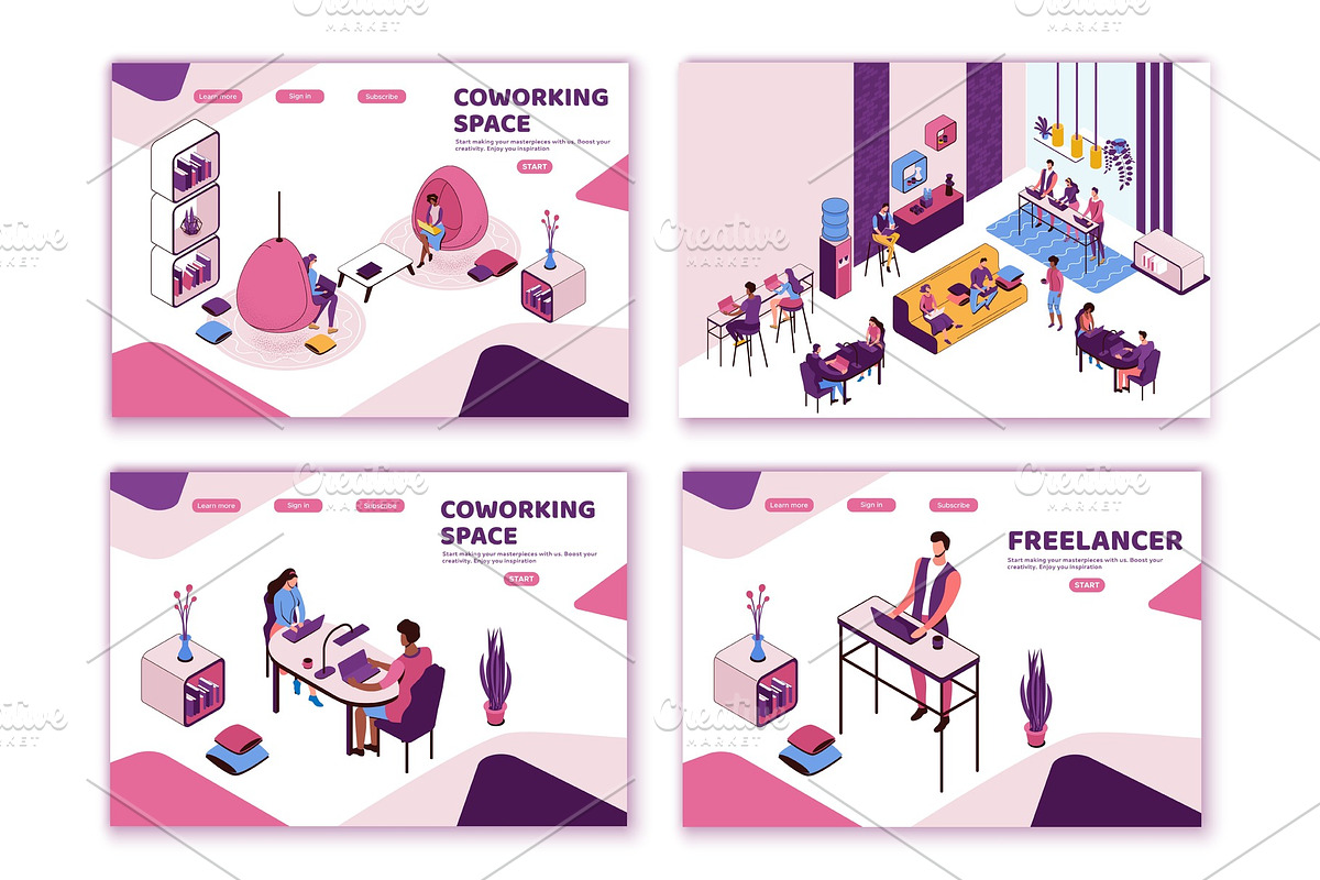 Freelancer with laptop at office, a Person Illustration by Nadine's illustrations