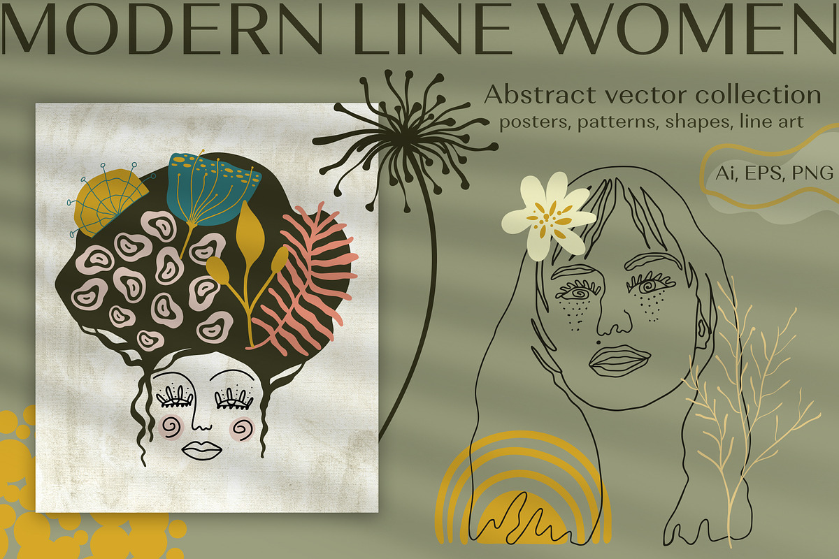Femine line art. Abstract woman., an Illustration by KomannaArt (Photo 1 of 7)