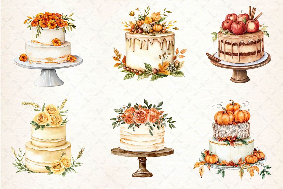 Autumn Wedding Cake Clipart, an Illustration by Dream Creation (Photo 6 of 6)