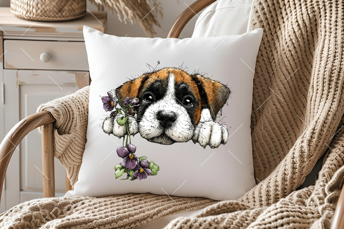 Whimsical Spring Peeking Dog Clipart, a Seasonal Illustration by OK Design (Photo 4 of 6)