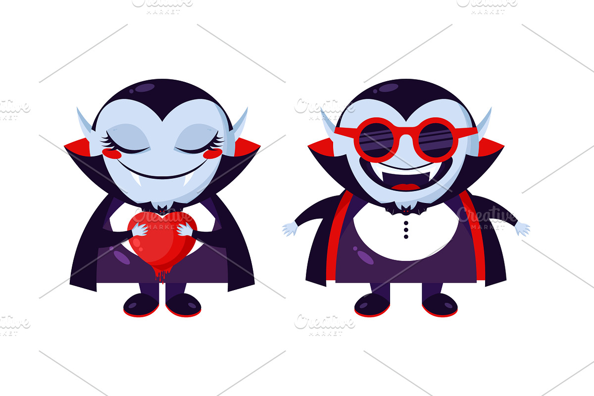 Cartoon Dracula Vampire Icon Set, an Emoji Icon by PsychocheArt (Photo 4 of 5)