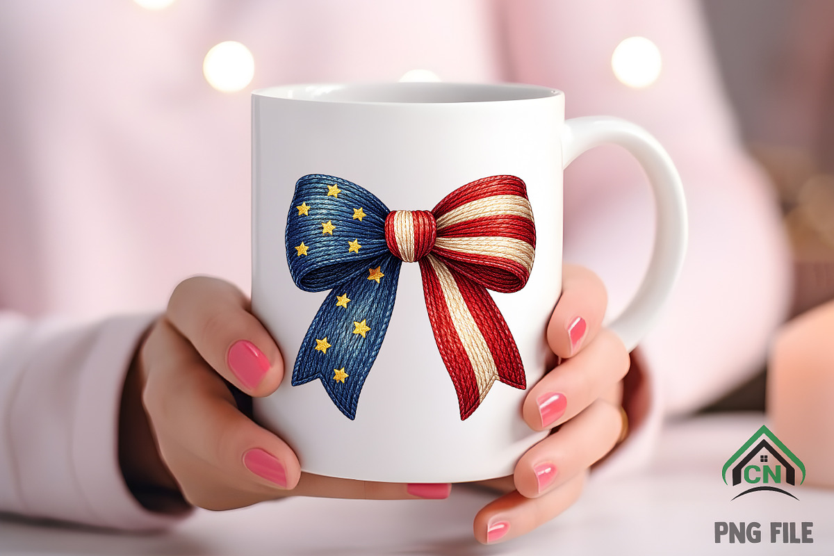 Faux Yarn Bow Patriotic American Fla, an Illustration by Craft Nest (Photo 3 of 6)