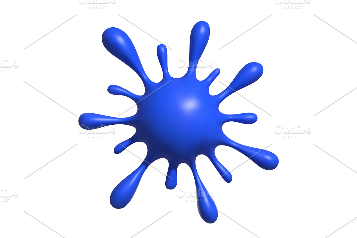 A blue paint splash bursts outward, an Illustration by Woters little shop