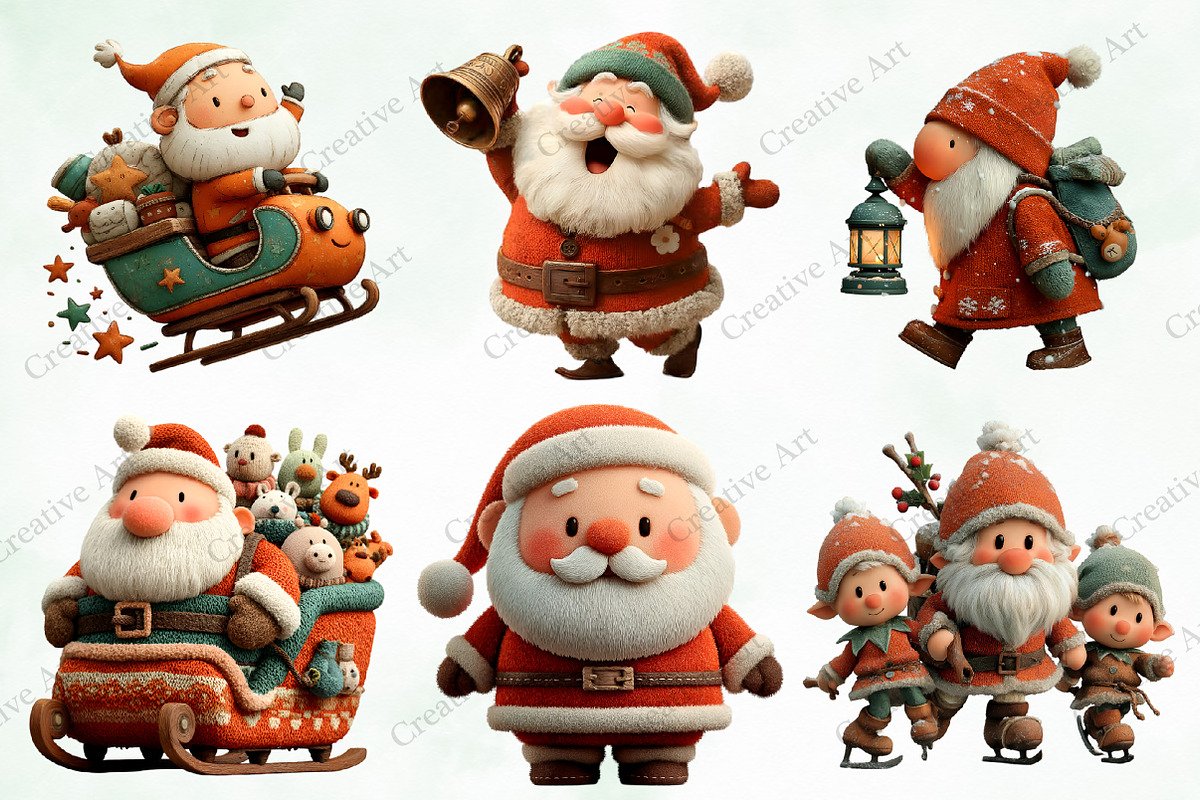 Christmas Santa Clipart Bundle, an Illustration by Creative Art (Photo 5 of 10)