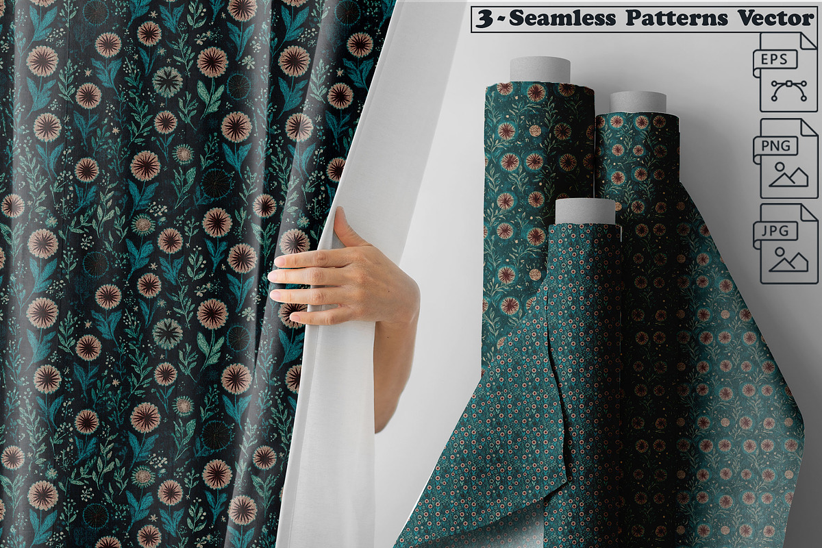 Seamless Cosmic & Botanical Patterns, a Pattern Graphic by one-touch (Photo 1 of 7)