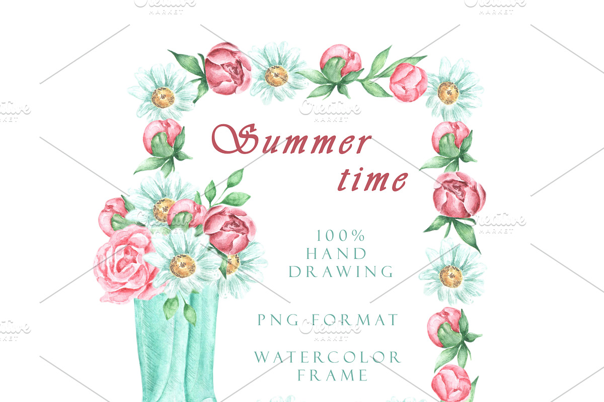 Summer time watercolor set. Country, an Illustration by SabinaWatercolorArt (Photo 4 of 11)