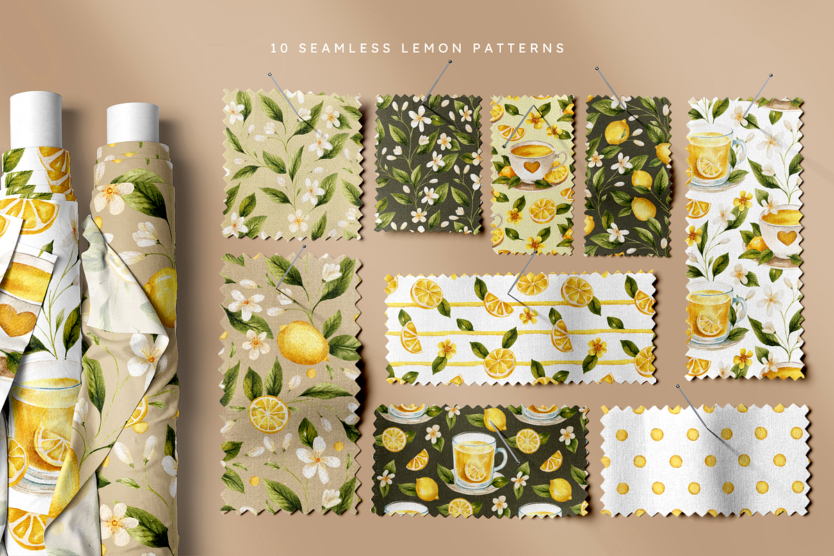 Lemon Watercolor Floral Bundle, a Decorative Illustration by Red Ink (Photo 3 of 7)