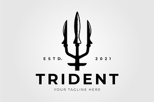 trident poseidon spear isolated logo, an Illustration by Rizkaarishandy_shop