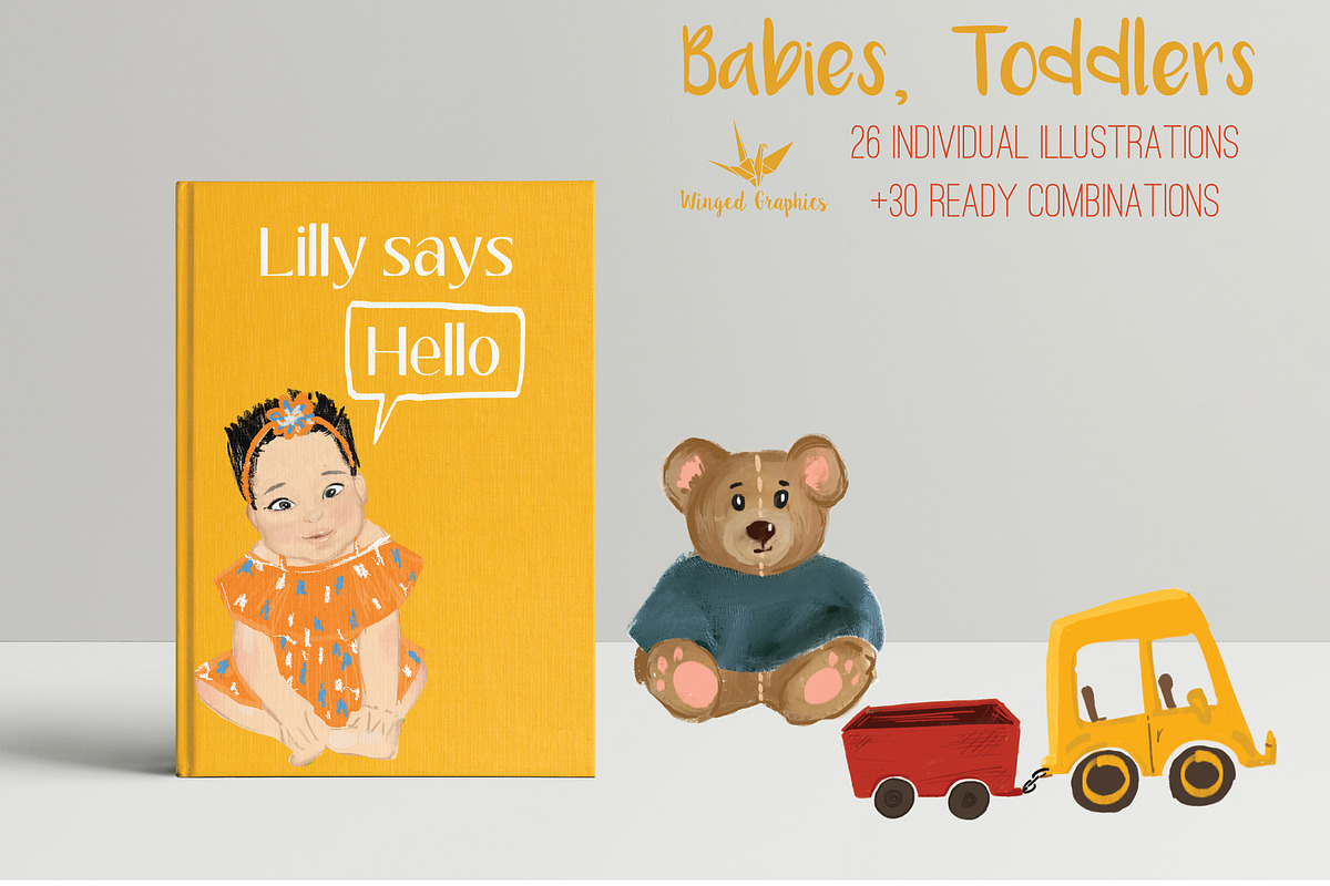 Cute babies toddler & their clothes, a Person Illustration by Winged Graphics (Photo 3 of 5)