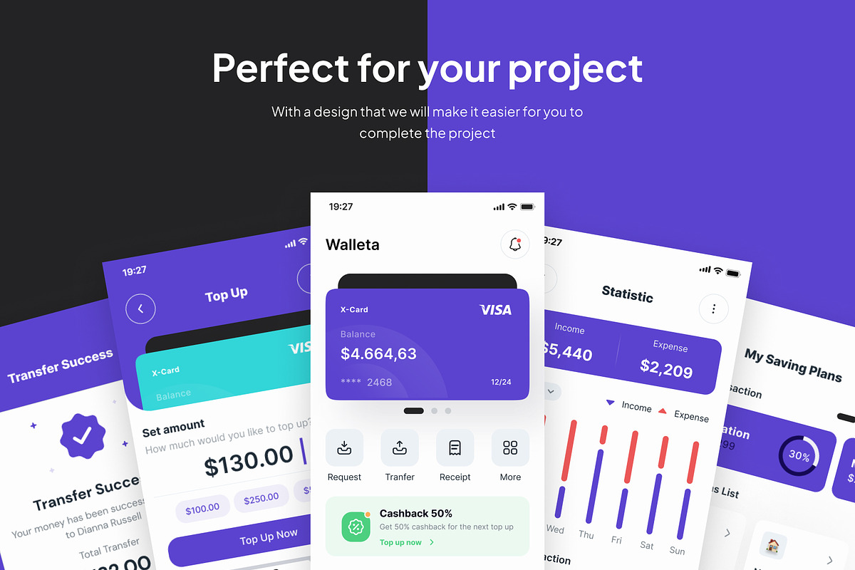 Walleta - Digital Wallet App Ui Kits, an UI Kit Template by Minialis (Photo 4 of 6)