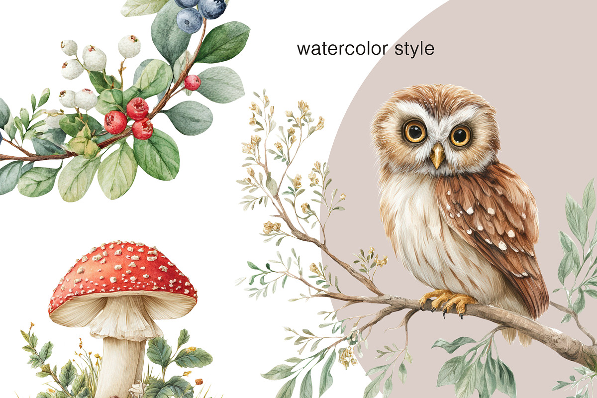 Woodland Forest fall animals clipart, an Animal Illustration by Pattern + watercolor (Photo 2 of 13)
