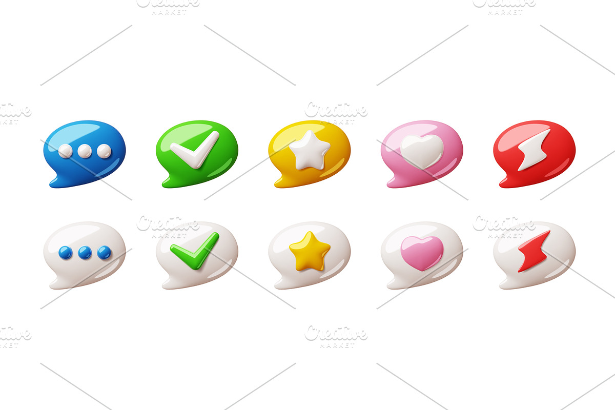 Cartoon 3d speech bubbles. Different, an Object Illustration by YummyBuum