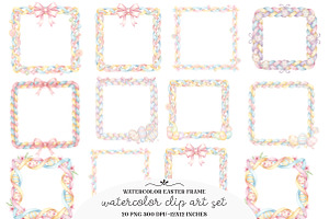 Watercolor Easter Frame Clipart, an Illustration by GatewayDesign
