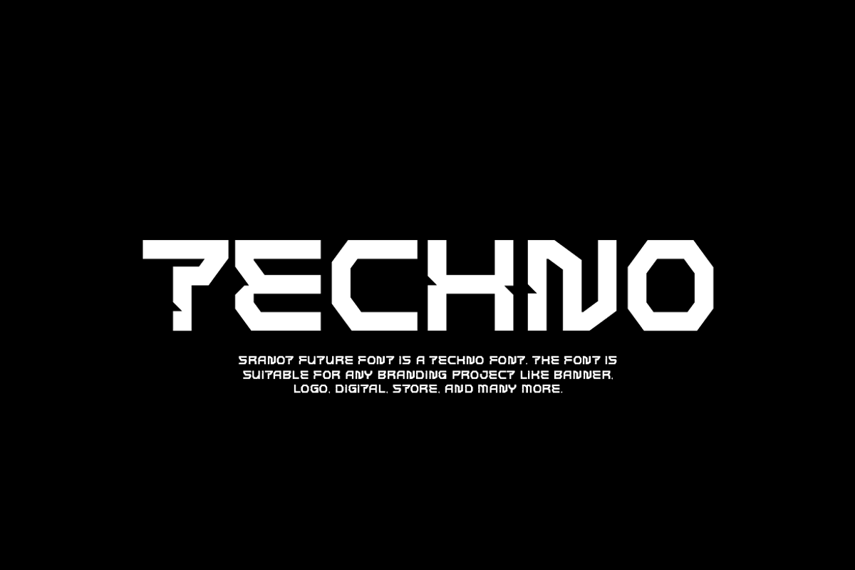 Sranot Future - Digital Techno Font, a Sans Serif Font by Iqsiart Studio (Photo 3 of 7)