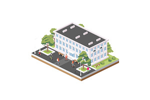Isometric residential, city hall., an Illustration by Booblgum