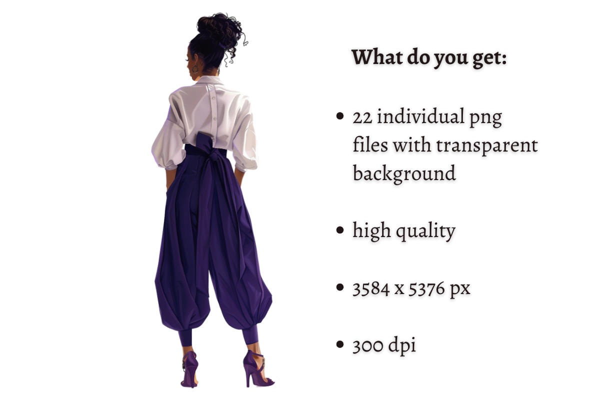 Fashion Girl in Indigo Cliparts, a Person Illustration by Mash Mash Stickers (Photo 2 of 9)