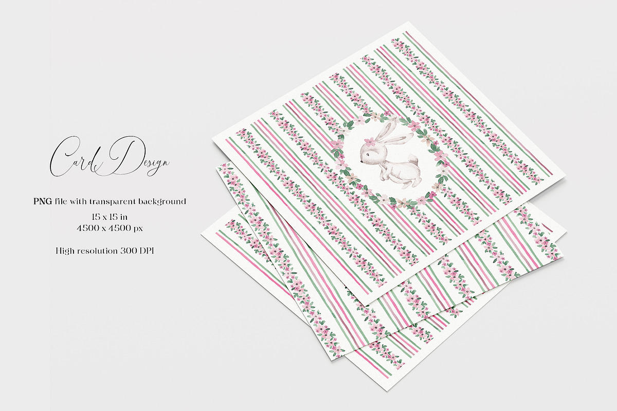 Bunny Card & Seamless pattern, a Pattern Graphic by SirenaArt (Photo 8 of 11)