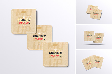 Coasters Mockup, a Merchandise Mockup by Pikachudesign