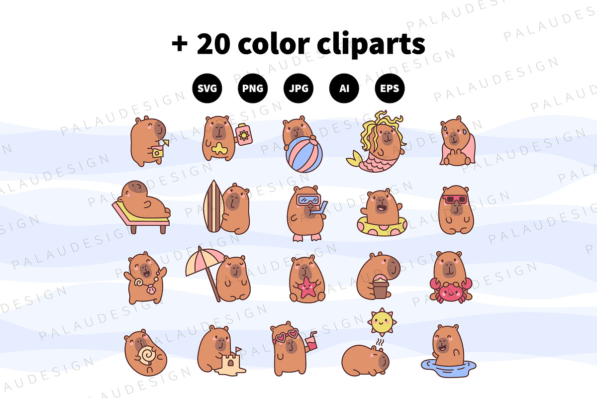 Kawaii Capybara Summer Season, a Seasonal Illustration by Palau (Photo 10 of 12)