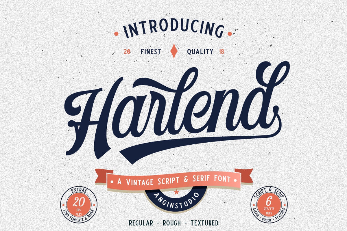 Harlend (6 font with bonus), a Script Font by Angin Studio (Photo 1 of 16)