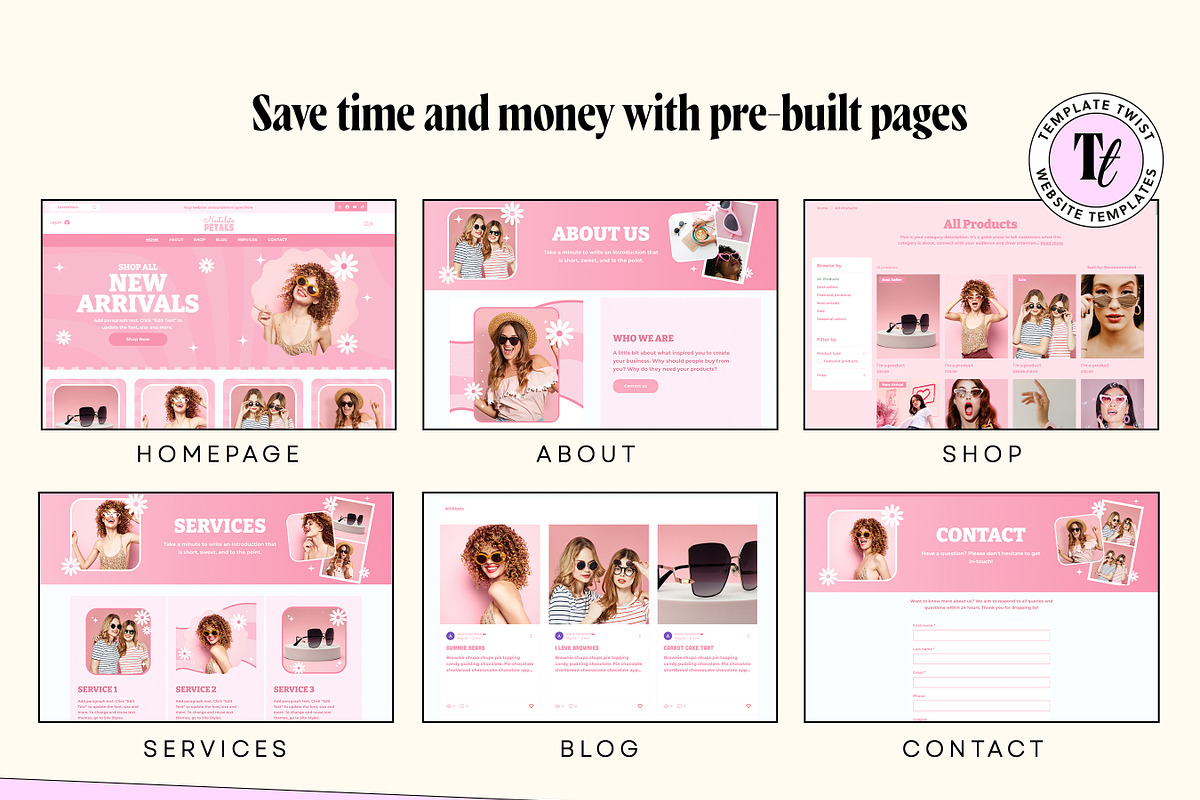 Retro Pink Wix Template, a Wix Template by Template Twist Shop (Photo 8 of 10)