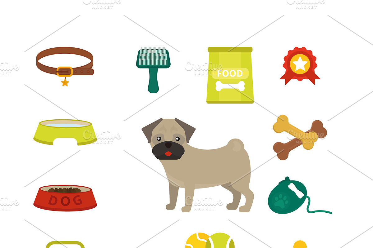 Pug dog symbols vector, an Animal Illustration by Vectorstockersland
