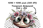 Whimsical Animals Floral Clipart, a Graphic by one-touch (Thumbnail 13 of 18)