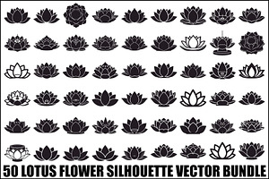 Lotus Flower Silhouette Vector Bundl, an Illustration by Creativeshirt