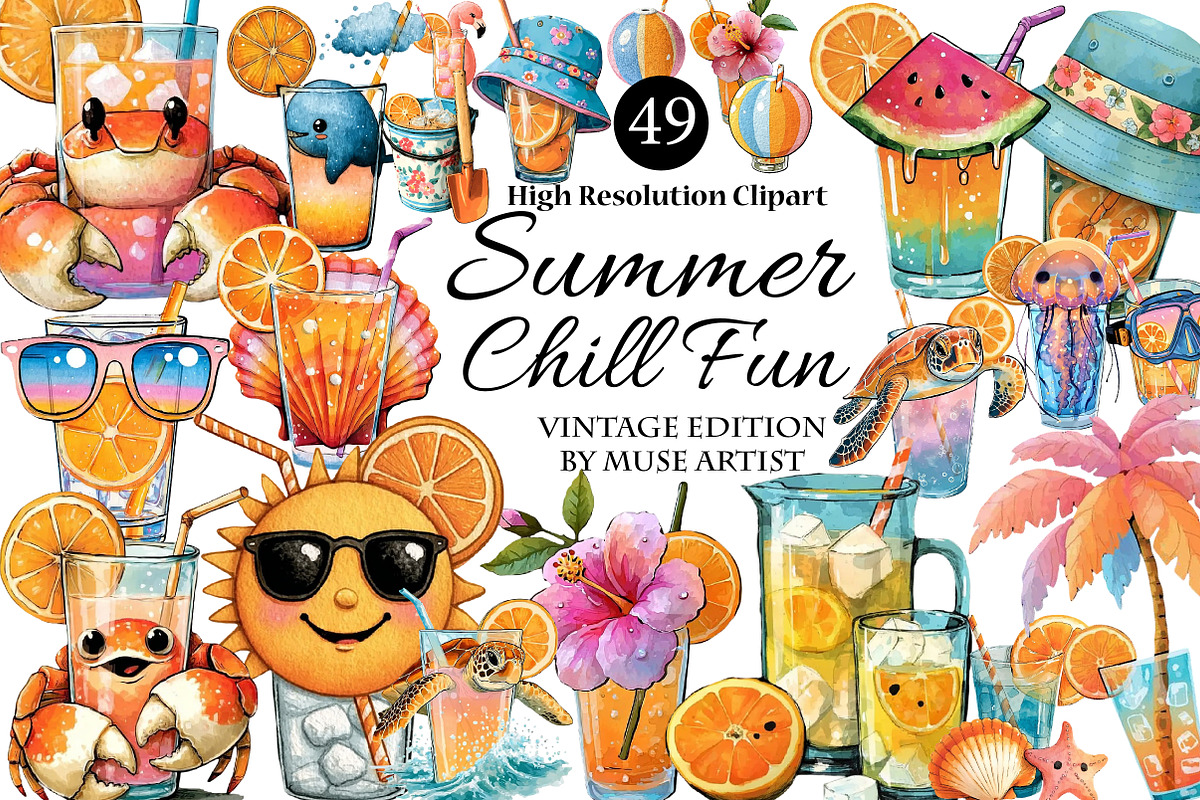 Summer Chill Fun Clipart, an Illustration by DreamArtGraphic (Photo 1 of 4)
