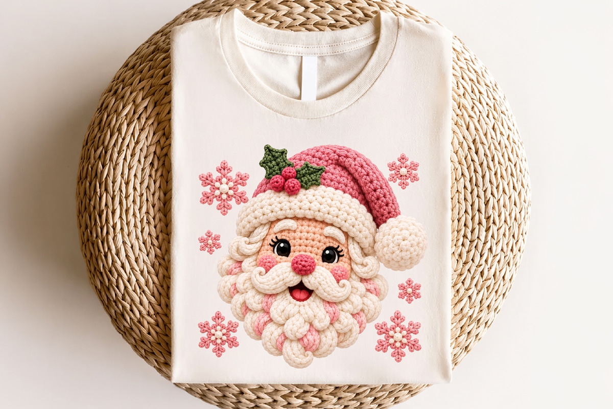 Pink Christmas Santa Crochet PNG, a Seasonal Illustration by CraftArtStudio (Photo 4 of 4)