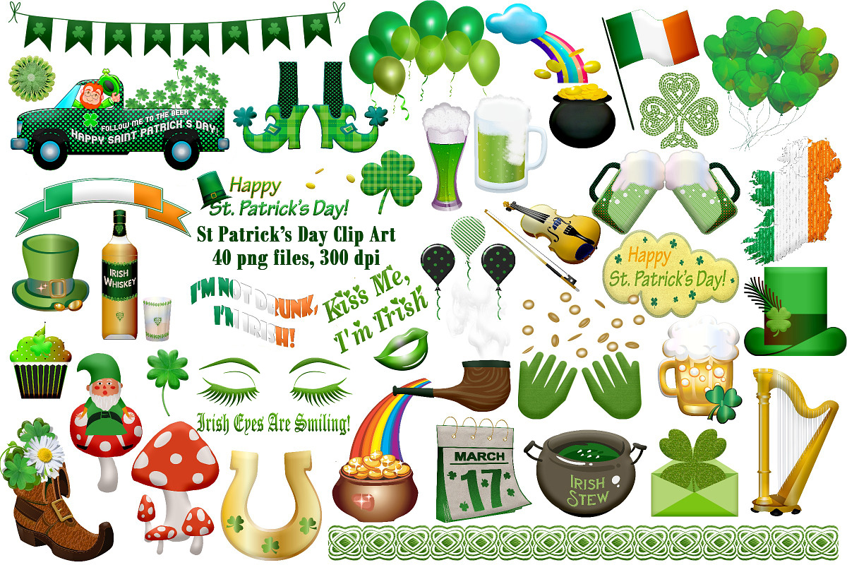 St Patrick's Day Clip Art, an Illustration by FrankiesDaughtersDesign (Photo 1 of 8)
