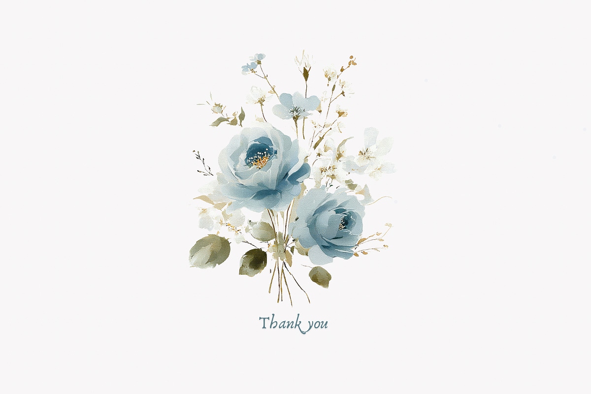 watercolor blue preppy floral clipar, an Illustration by Patishop Art (Photo 7 of 10)