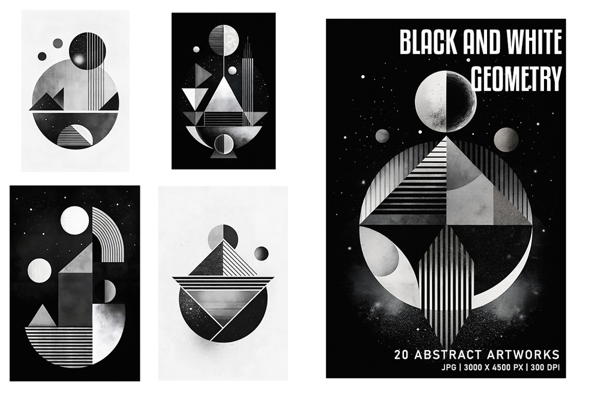 Black and White Geometry, a Decorative Illustration by Digital Art Creations (Photo 1 of 7)