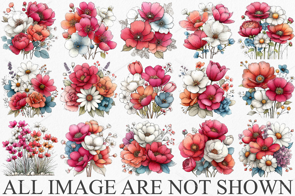 Whimsical Spring Flowers Clipart, an Illustration by Canvas Craft (Photo 3 of 7)