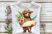 Watercolor Summer Bear Clipart, an Illustration by CraftArtStudio (Thumbnail 3 of 5)