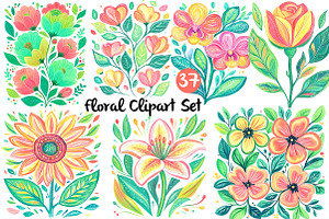 Floral Clipart Set, an Illustration by Daily.Designs