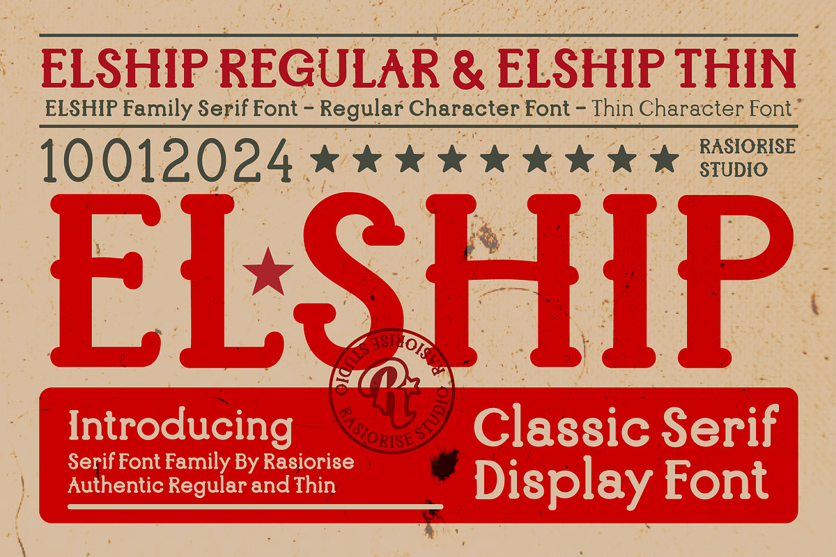 Elship a Western Slab Serif Font, a Handwritten Font by Rasiorise Studio